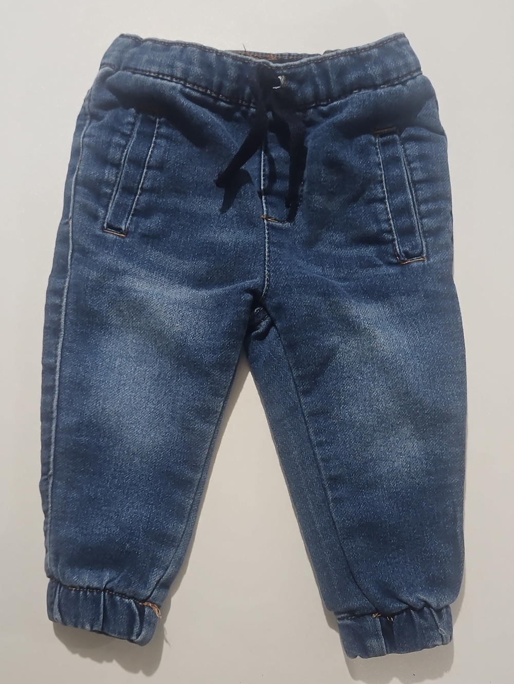 7 For All Mankind Kids Blue Jogger Denim Pants - Elastic Waist Sz 12 Mo.